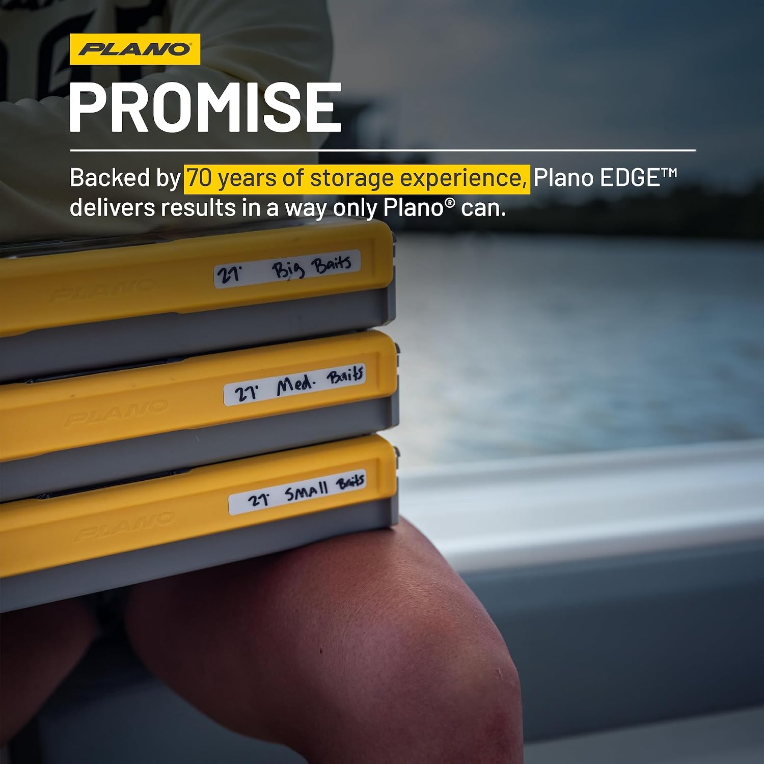 Plano EDGE 3700 Premium Deep Tackle Utility Box, Clear and Yellow, Waterproof and Rust-Resistant Bait and Terminal Tackle Storage Organization Box