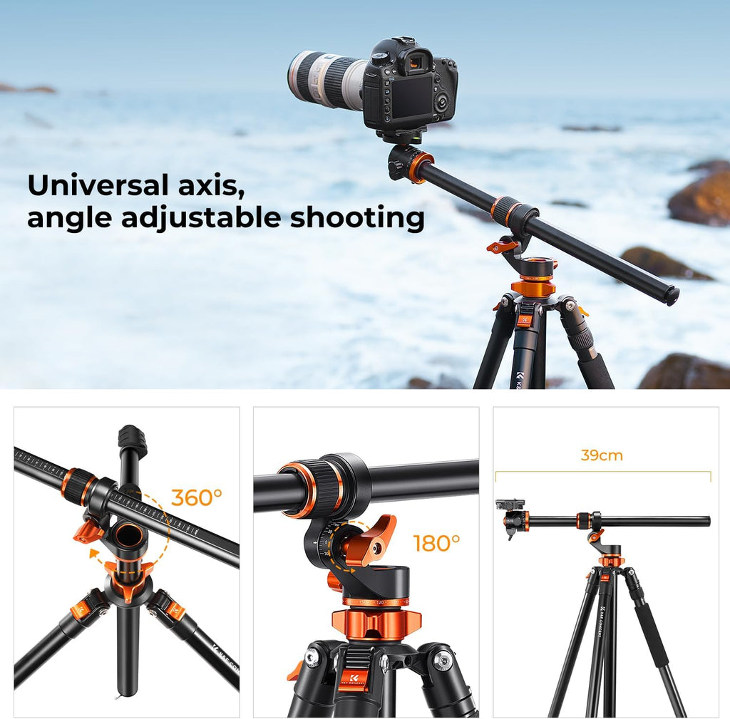 K&F CONCEPT 90''/230cm Ultra High Horizontal Overhead Camera Tripod