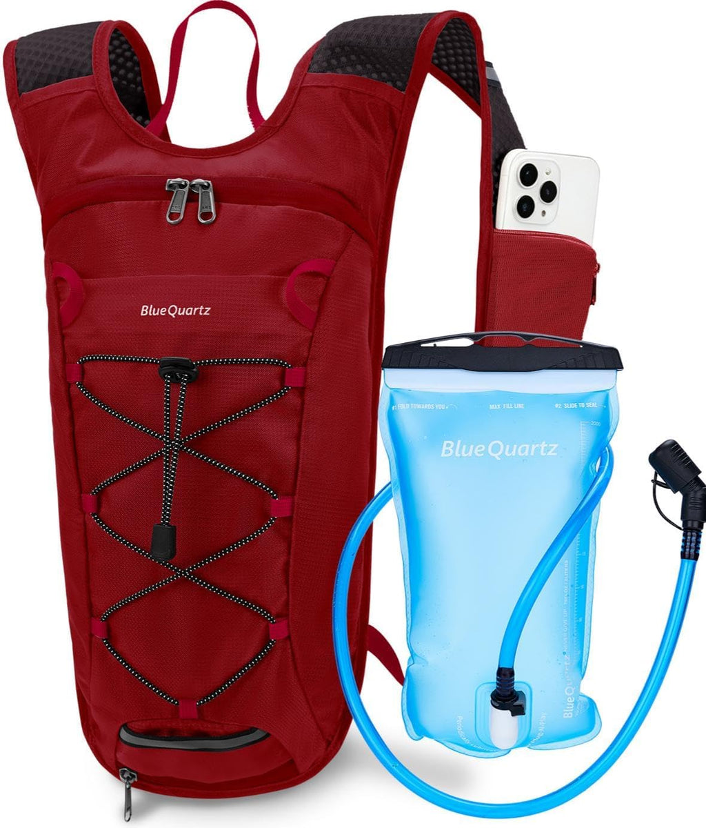 Blue Quartz Hydration Backpack with 2L Water Bladder, Hiking Water Pack with Insulated Compartment for Women Men, Lightweight Cycling Daypack with Phone Pocket, Hydration Pack for Running,Biking