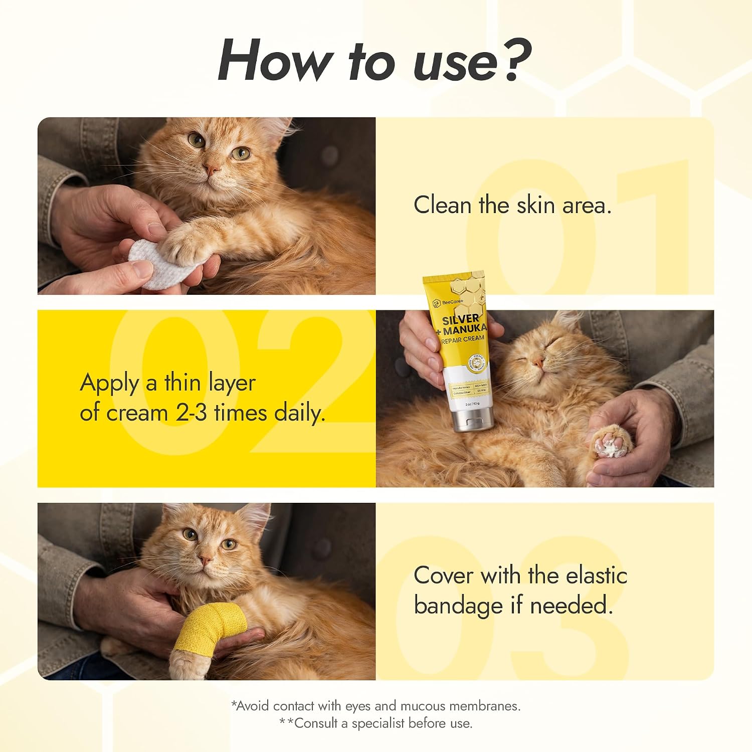 Silver + Manuka Repair Cream for Hot Spot Treatment for Dogs – Helps with Scratches, Irritations, Bites & Cuts – Cat Wound Care Ointment for Dry Skin – Suits for All Pet Breeds, Ages & Sizes – 2 oz
