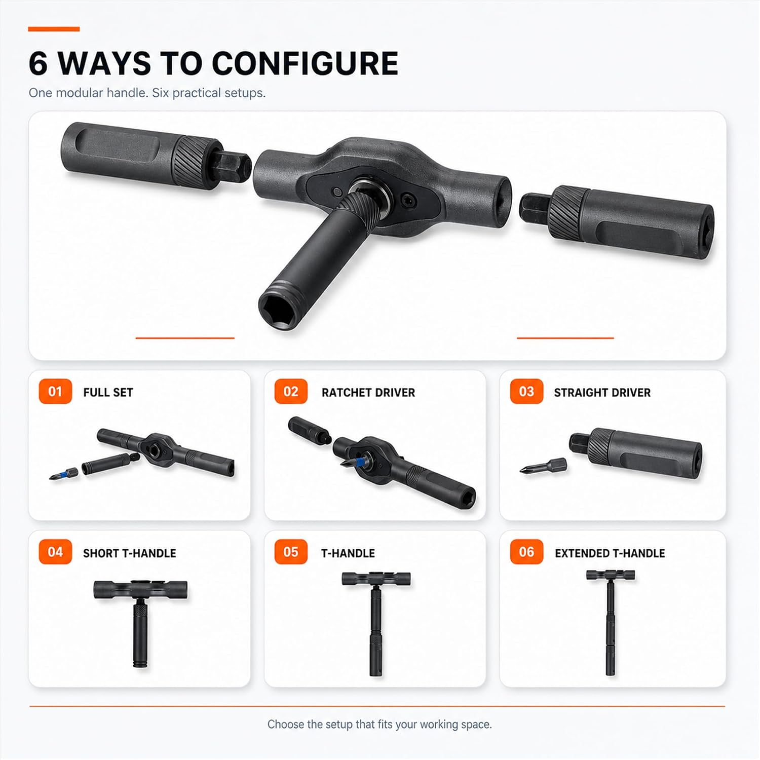 42 in 1 Magnetic Ratchet Screwdriver Set with Detachable T-Handle