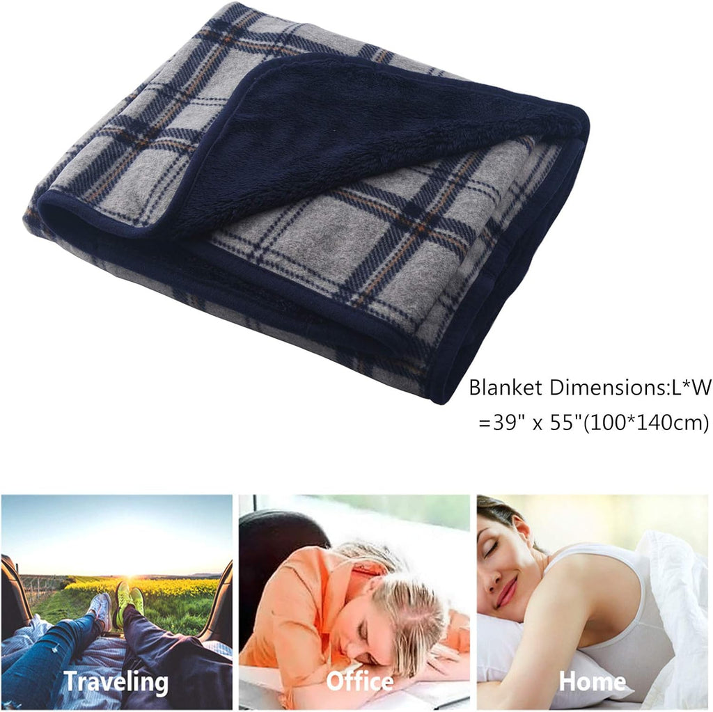 forestfish Fleece Wearable Blanket Oversized, Comfy Lightweight Lap Blanket Poncho Throw With Buttons, 63“x 55” (Navy-gray, Medium(55”x39”))