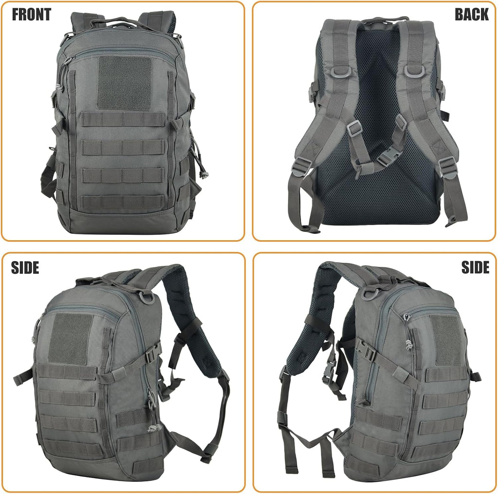 Small Tactical Hiking Backpack, 12L MOLLE Bookbag Daypack for Travel