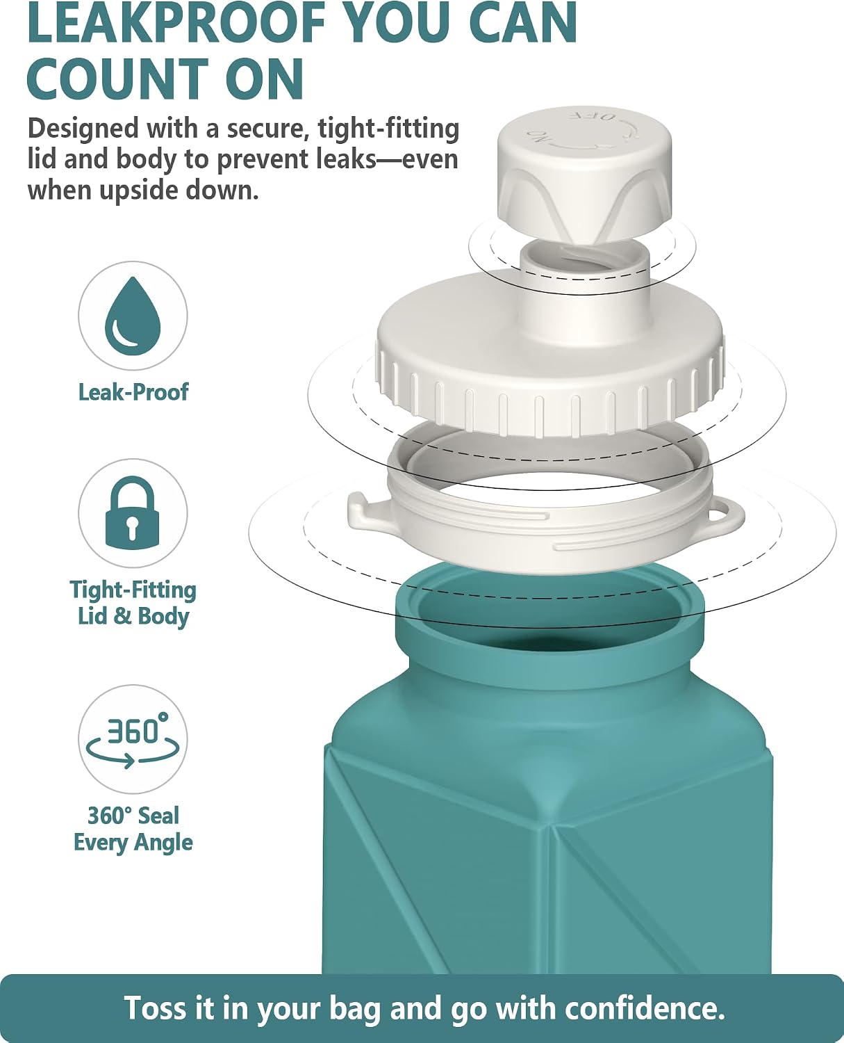BEAUTAIL Collapsible Water Bottles 21oz/610mL, Silicone Travel Water Bottle