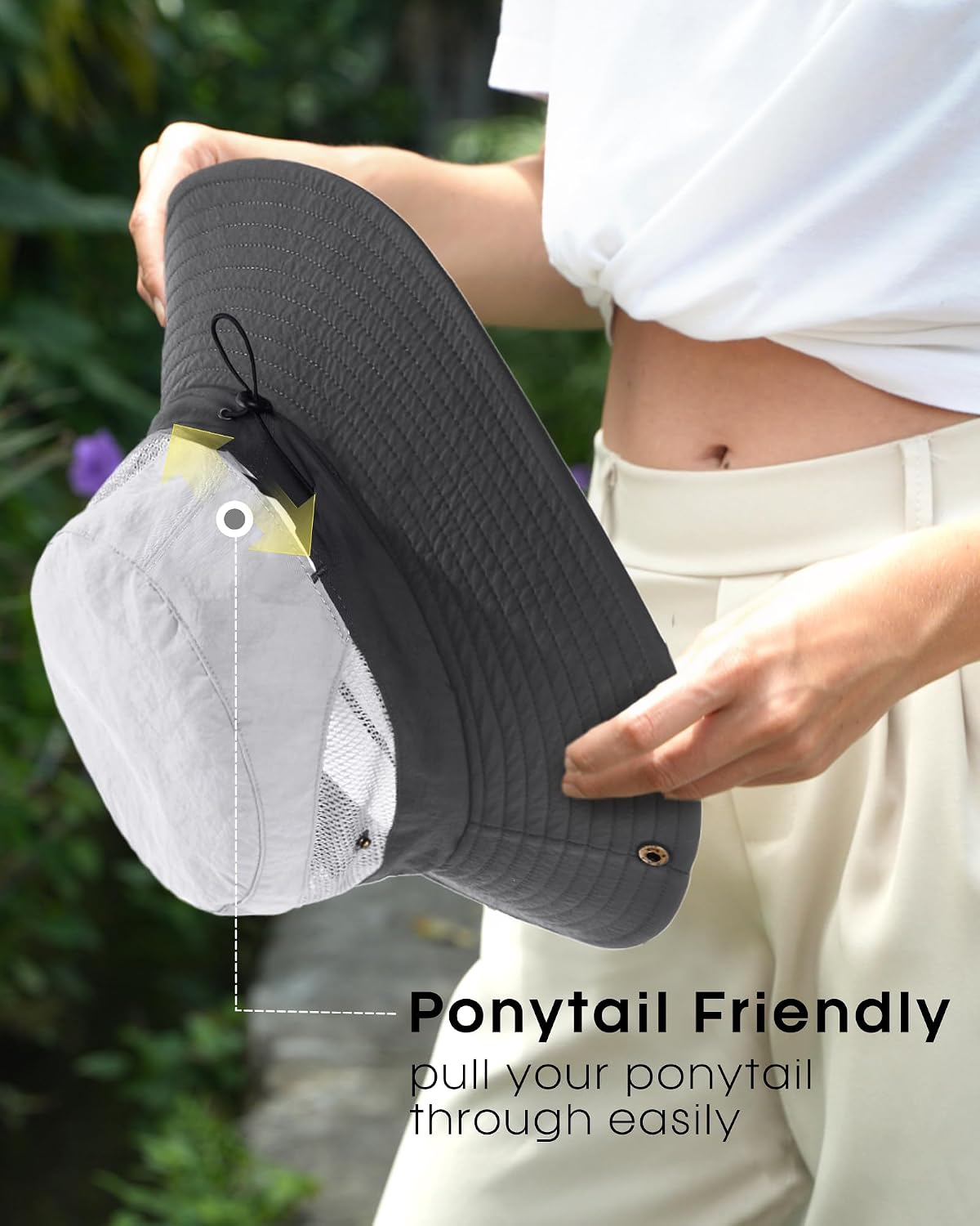 FURTALK Womens Sun Hat with Ponytail Hole Beach Hiking Summer Wide Brim UPF 50+ Outdoor Protection Foldable Bucket Hat