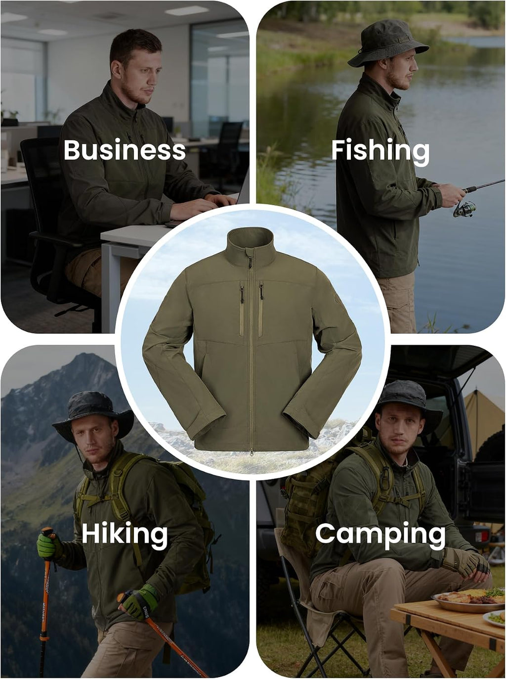 Men's Lightweight Tactical Jacket 4-Way Stretch,Waterproof