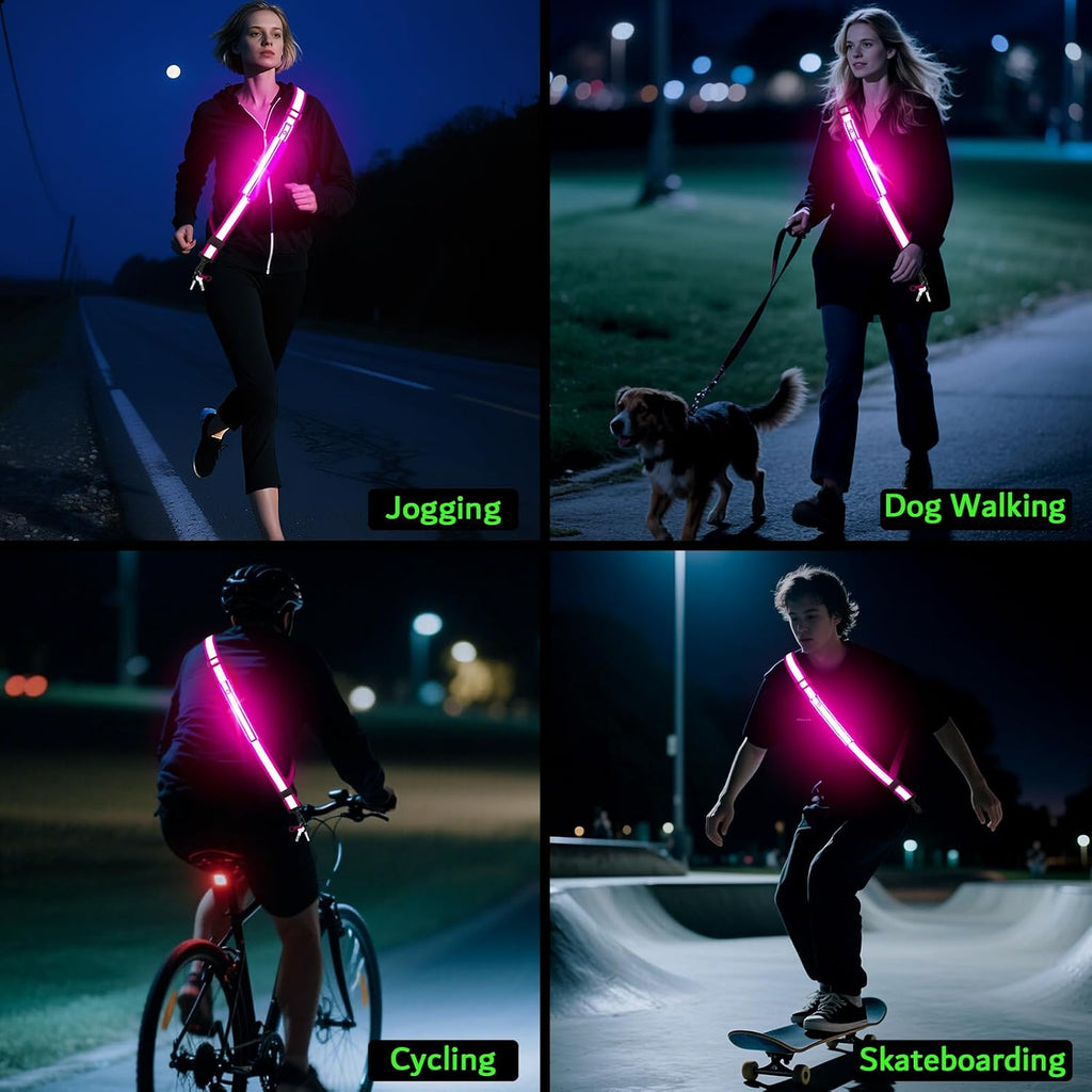 LED Reflective Night Walking Safety Gear,Adjustable Walking Light Belt, for Night Dog Walking,High Visibility Safety Lights for Walking at Night for Men Women Jogging Running Biking