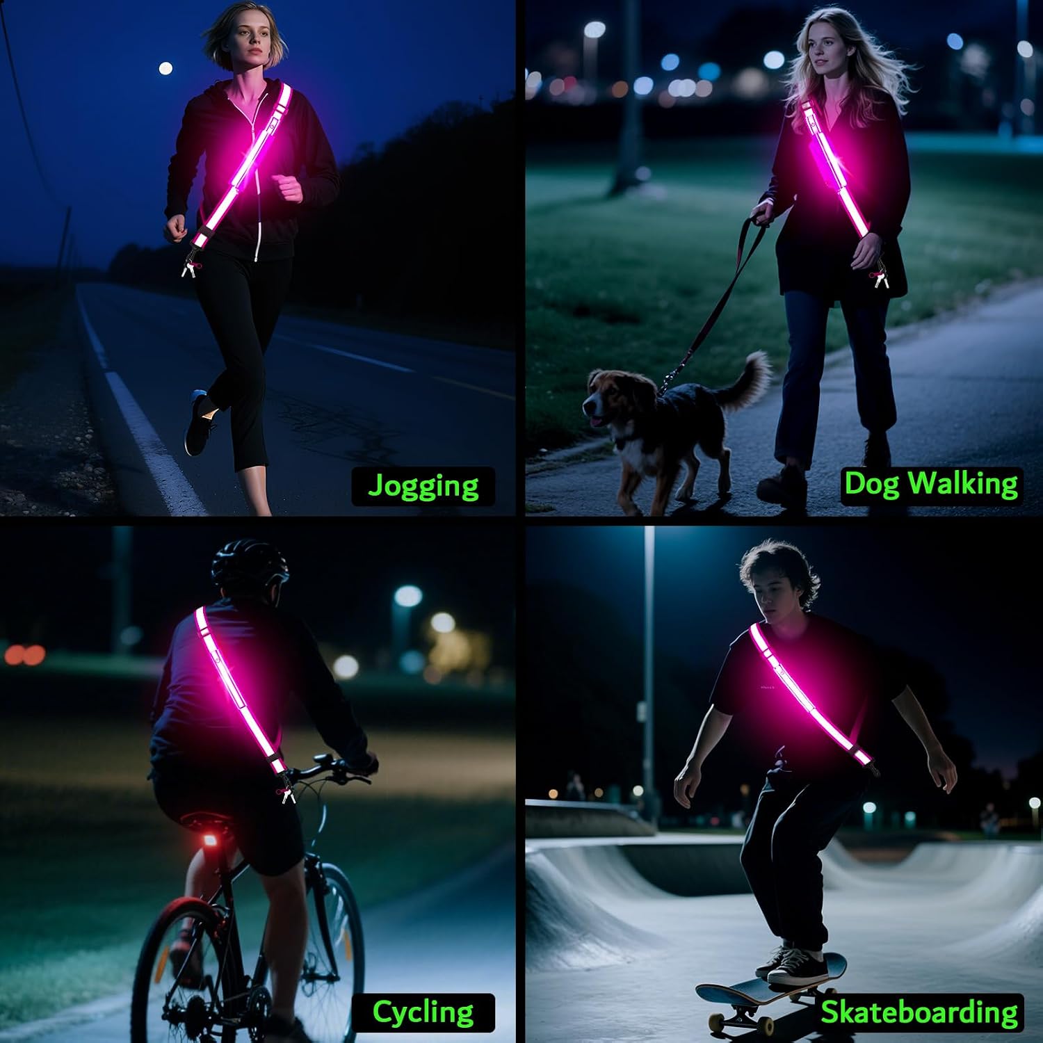 LED Reflective Night Walking Safety Gear,Adjustable Walking Light Belt, for Night Dog Walking,High Visibility Safety Lights for Walking at Night for Men Women Jogging Running Biking