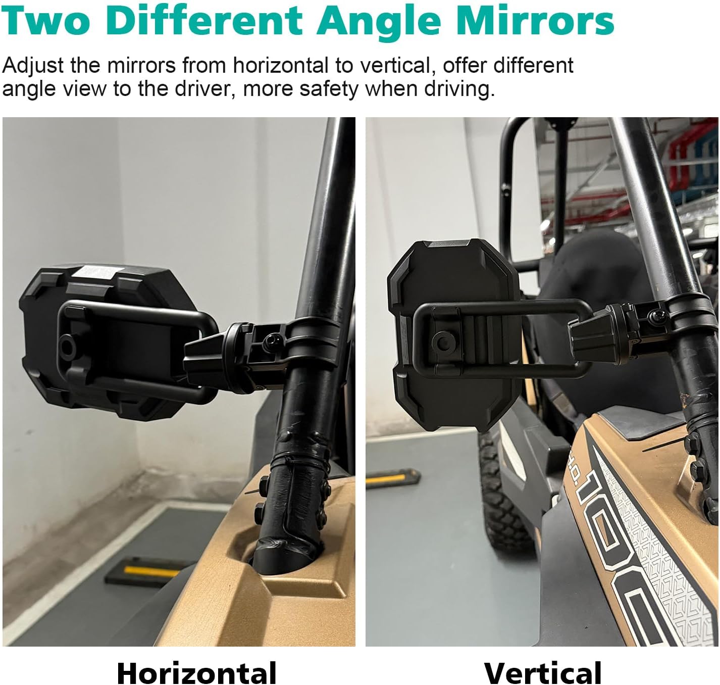 SUNPIE UTV Side Mirror Adjustable Blind Spot Mirrors for Side-By-Side