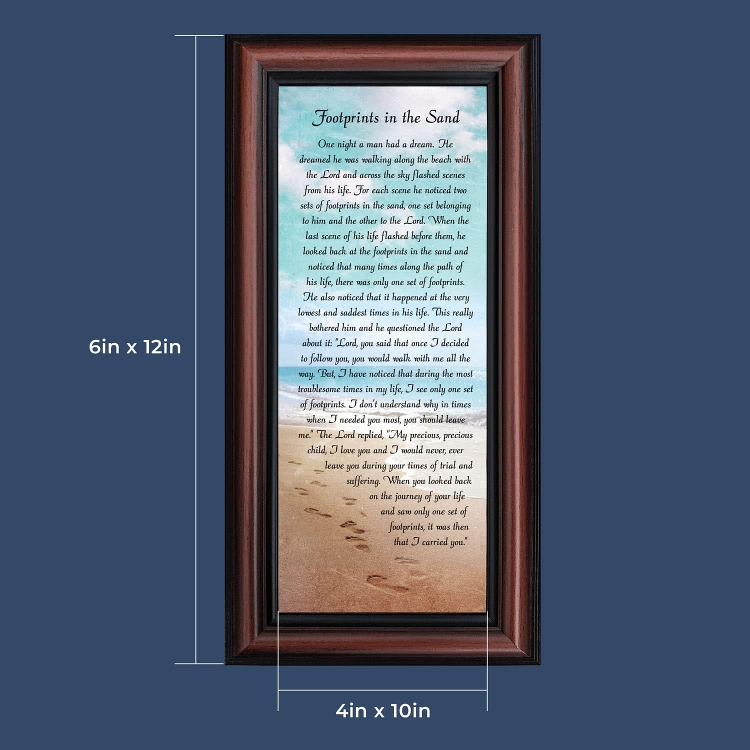 Footprints in the Sand Inspirational Wall Art, Beach Decor, Christian Gifts for Women and Men, Christian Wall Decor, Get Well Soon, Encouraging Scripture Wall Art, Framed Sympathy Gift 7349W