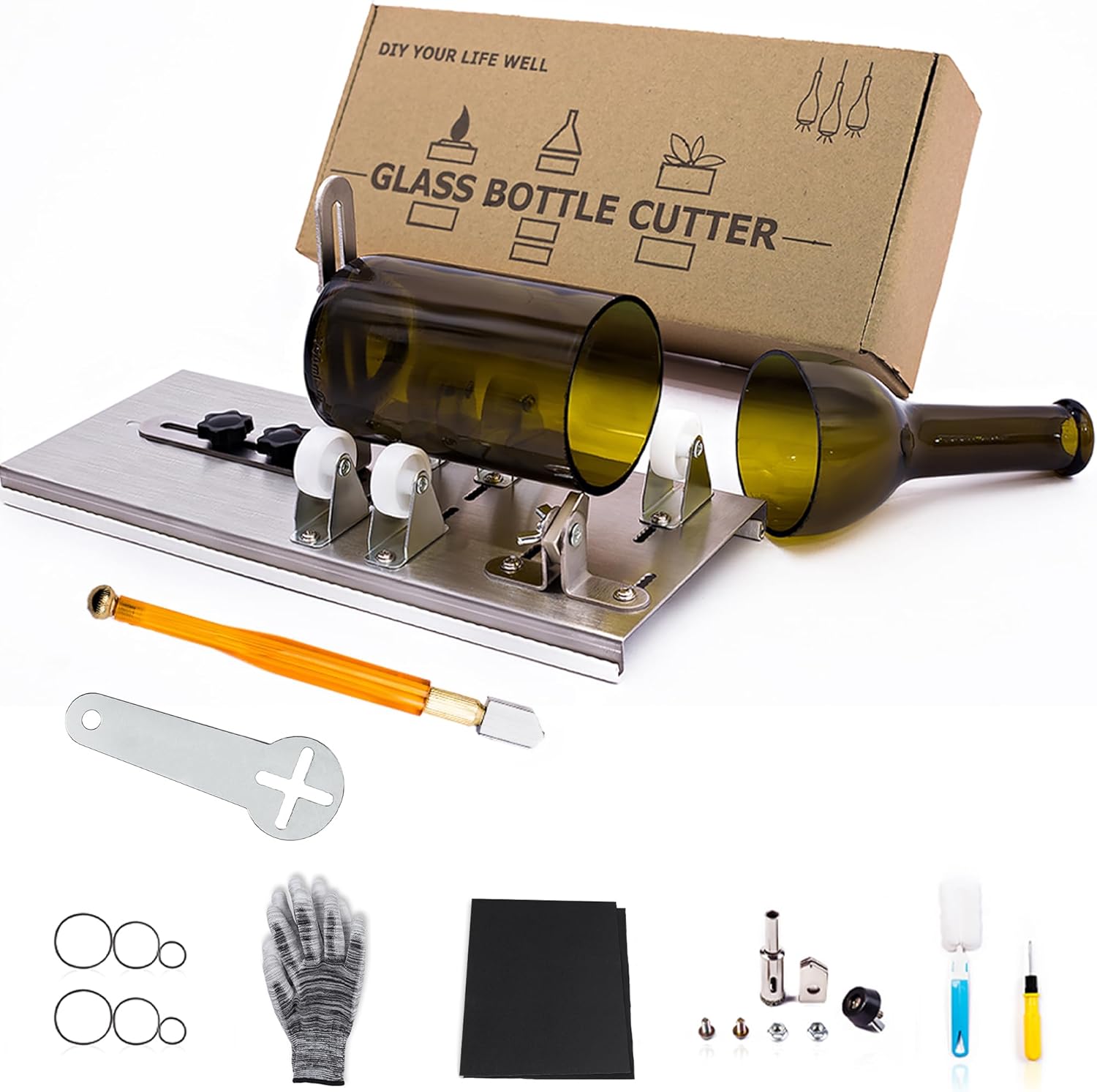 Glass Bottle Cutter, Upgraded Bottle Cutting Tool Kit for Round Bottles