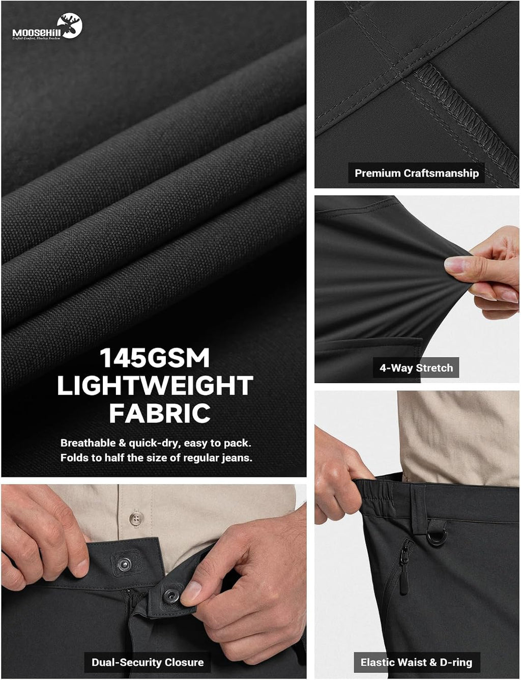 Moosehill Men's Hiking Pants: Lightweight & Stretch