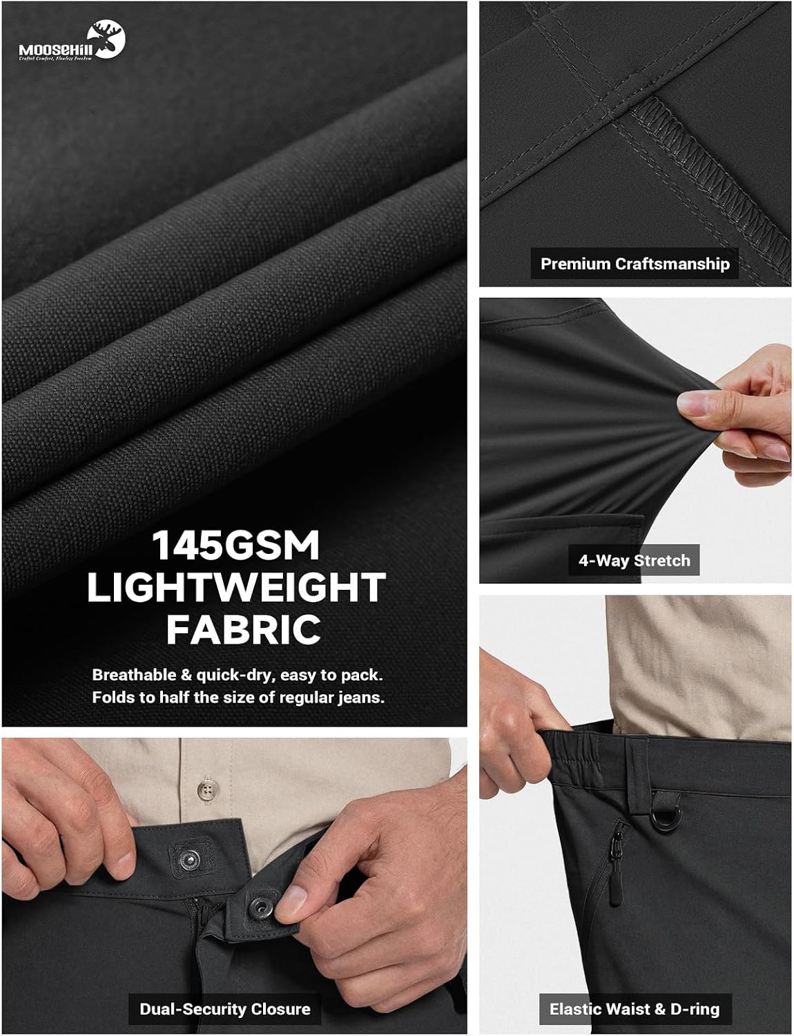 Moosehill Men's Hiking Pants: Lightweight & Stretch