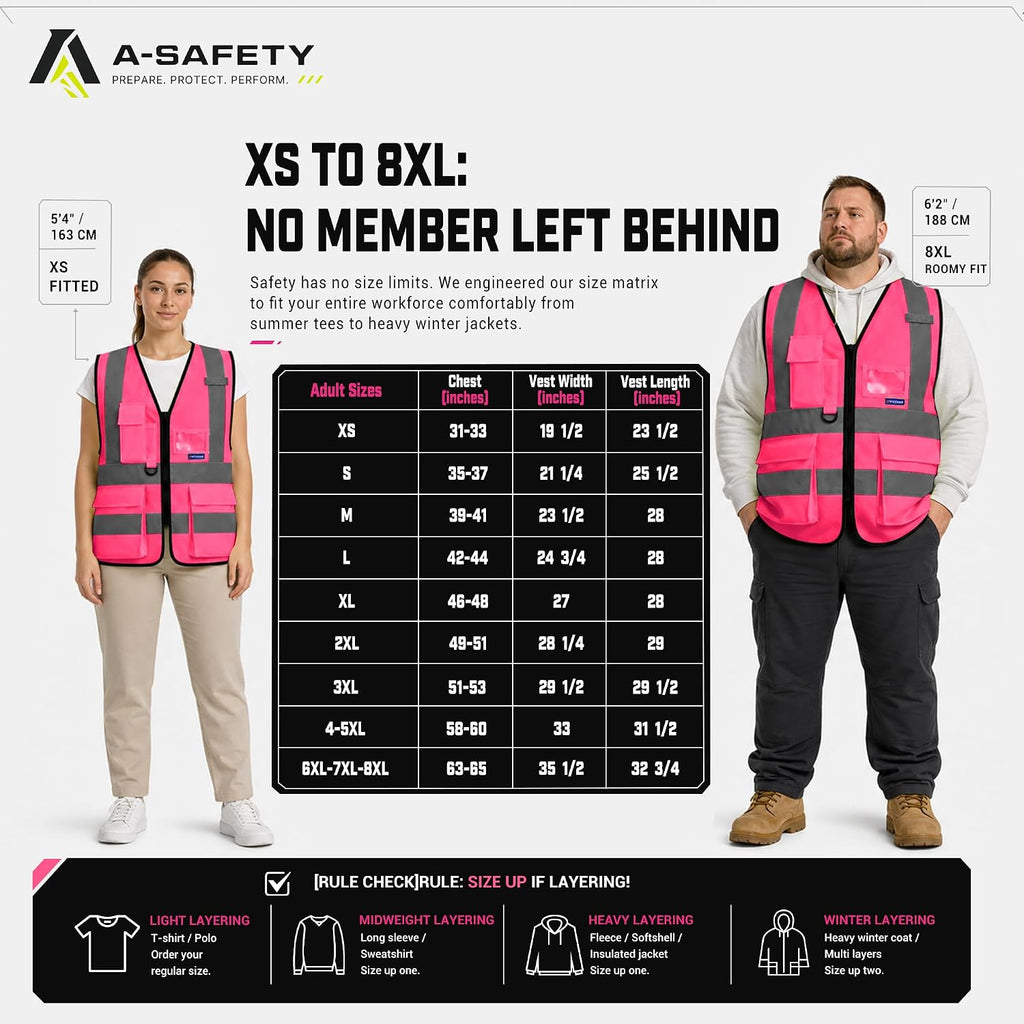 A-SAFETY High Visibility Reflective Safety Vest Customize Logo (XS-8XL)