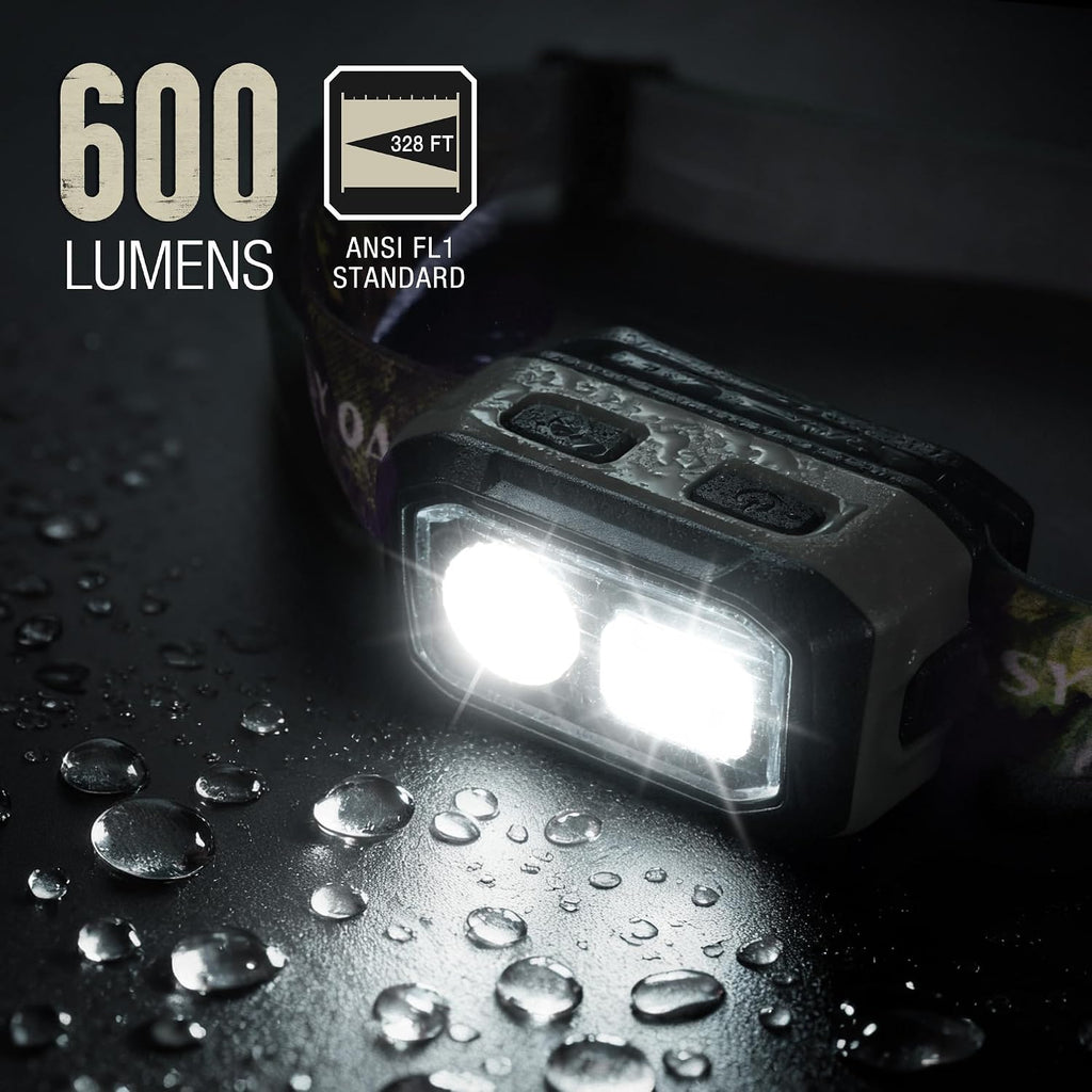 Mossy Oak 600 Lumens Headlamp, Dual Power with Motion Sensor and Magnet