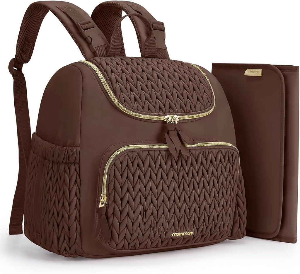 mommore Diaper Bag Backpack, Stylish Mini Baby Bag with Changing Pad