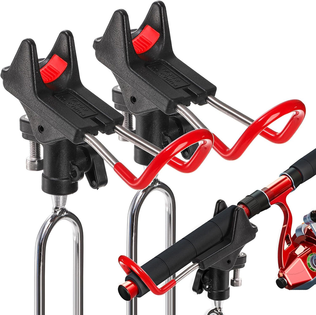 Nicunom 2 Pack Fishing Rod Holders - 360 Degree Adjustable Fishing Pole Rack Stand for Bank, Beach, Ground, Gifts for Men