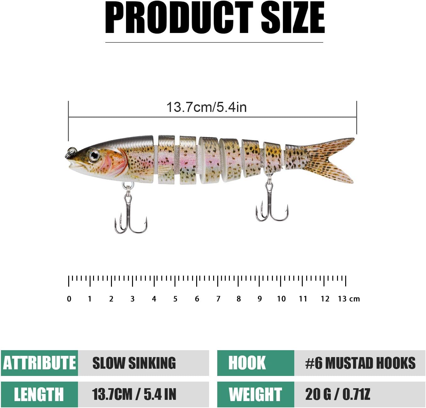 TRUSCEND Swimmax Easy Catch Fishing Lures with BKK Hooks, Wiggling, Vibrating, Rattling and Gurgling for More Bite, Heavy-Duty Dyneema Fiber Jointed Swimbaits for Bass, Trout, Walleye, Crappie, Pike