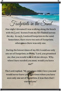 Footprints in the Sand Religious Canvas Wall Art Posters, Inspirational Beach Sunset Poem Print Poster (Black Axis 12x18inch, Footprints(4))