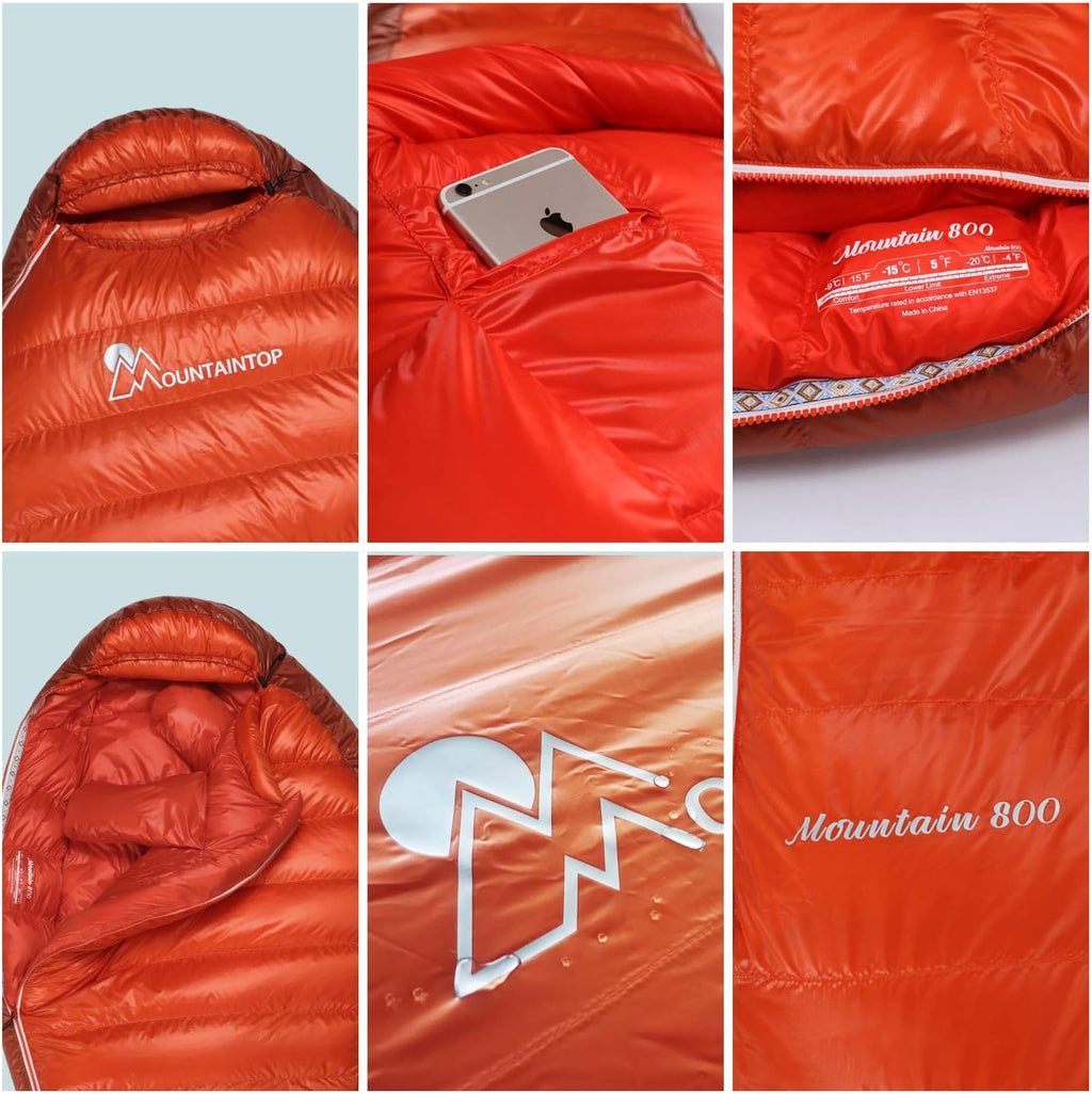 Mountaintop Down Sleeping Bag, 15F 650 Fill Power - Ultralight Compact Portable Hiking Camping Sleeping Bag with Compression Sack for Adults, Teens