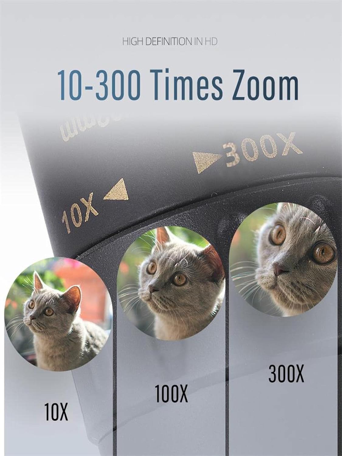 Professional Monocular Telescope 10-300X Zoom Hd 4K Powerful Binoculars Long Range Bak4-Prisms Portable for Camping