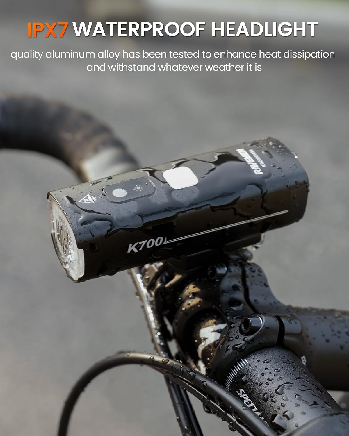 RAVEMEN K700 LED Bike Light Under Mounted Bicycle Light with Auto Off