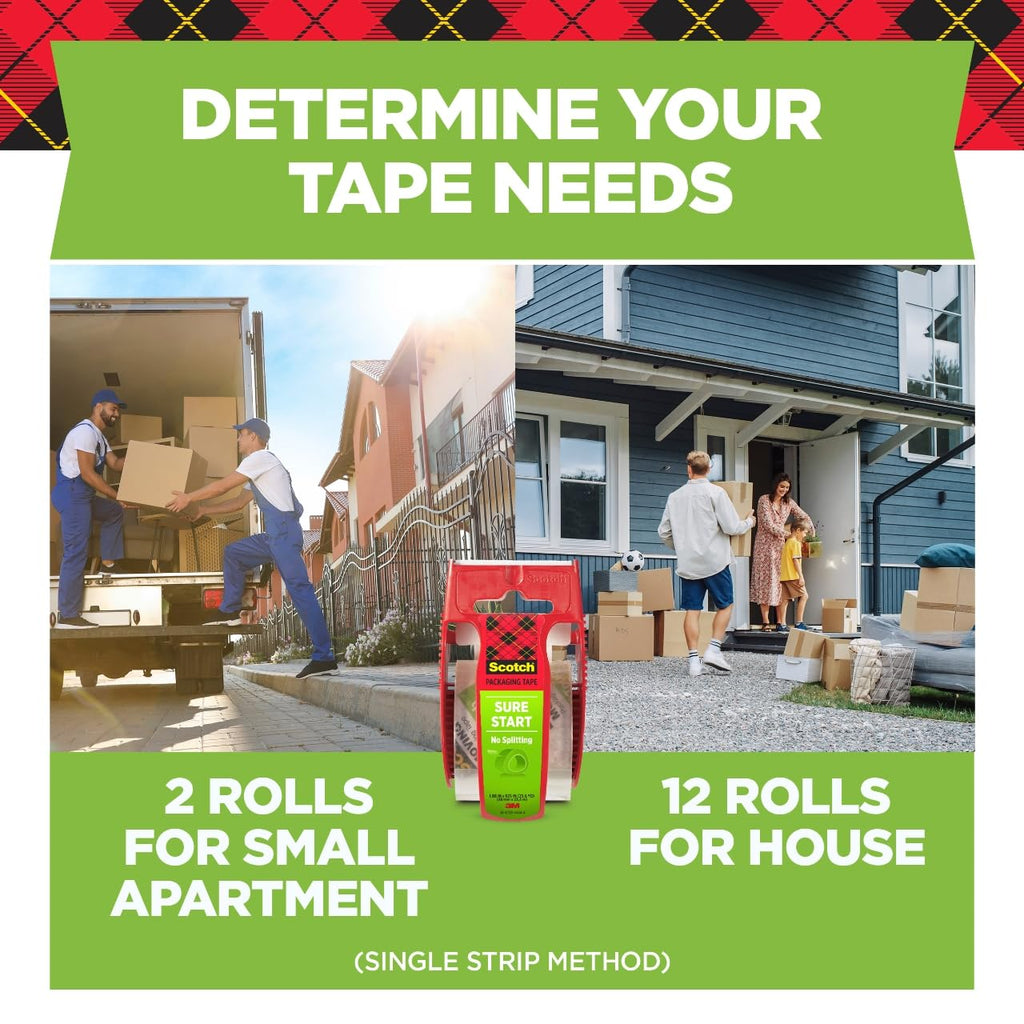 Scotch Sure Start Packing Tape, Clear, 1.88 in. x 22.2 yd.