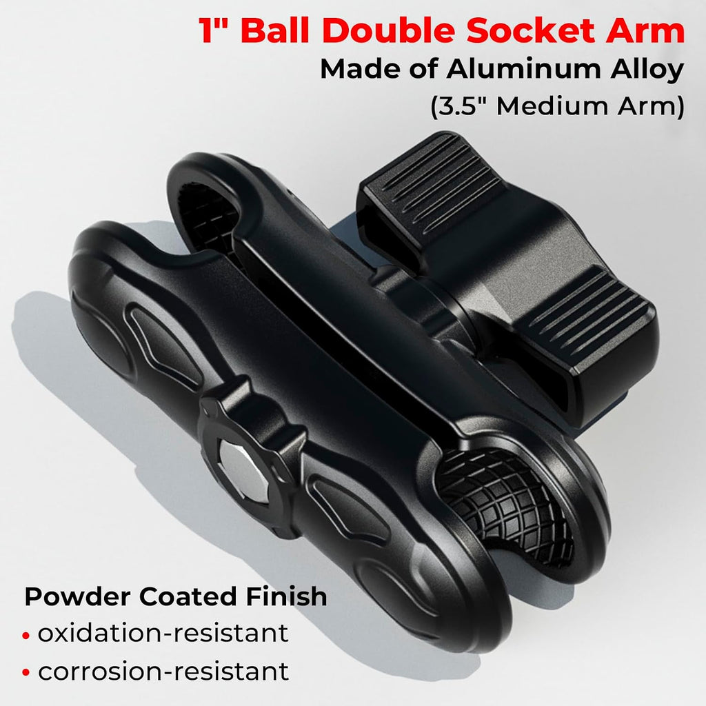 VAZESWIN 1" Ball Aluminum Alloy Double Socket Arm, 3.5" Length Medium Arm