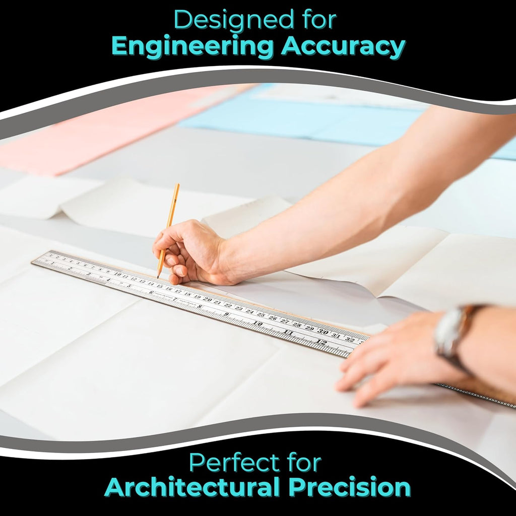 Metal Ruler 18 Inch, Stainless Steel Ruler, Straight Edge, Pack of 10