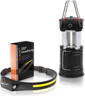 Night Buddy LED Headlamp Rechargeable Flashlight for Adults Camping Essentials Backpacking Lights 4X Brighter Other Headlight Headband Lamp 5 Light Modes Hiking Gear Must Haves (Headlamp + Lantern)