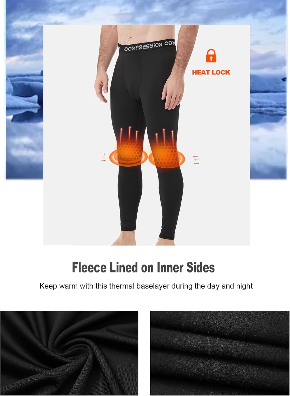 Dalavch 4 Pack Men's Thermal Compression Pants Fleece Lined Leggings