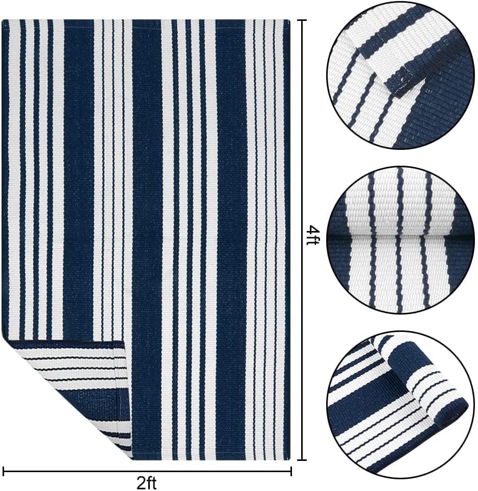 OJIA Outdoor Mats for Front Door 24"x51" Fall Porch Rug Striped Outdoor Rug