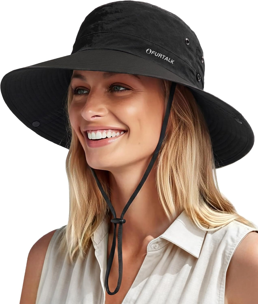 FURTALK Sun Hats for Women Ponytail Wide Brim Summer Packable Cowboy Hat