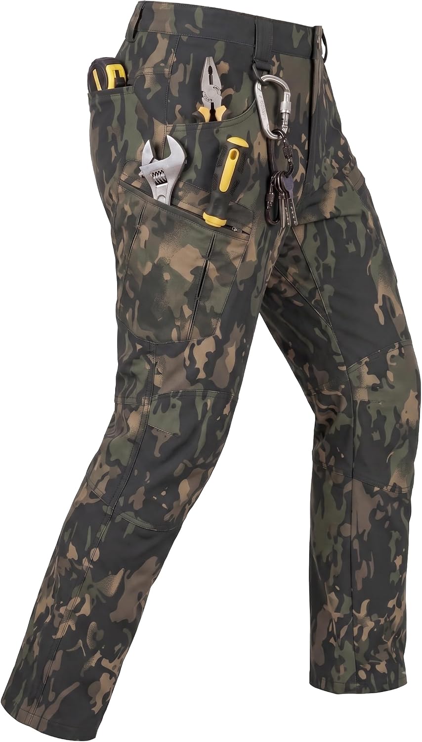 Men's Stretch Tactical Pants Lightweight Hiking Cargo Pants Water Resistant Multi Pocket Casual Outdoor Work Pants (No Belt)