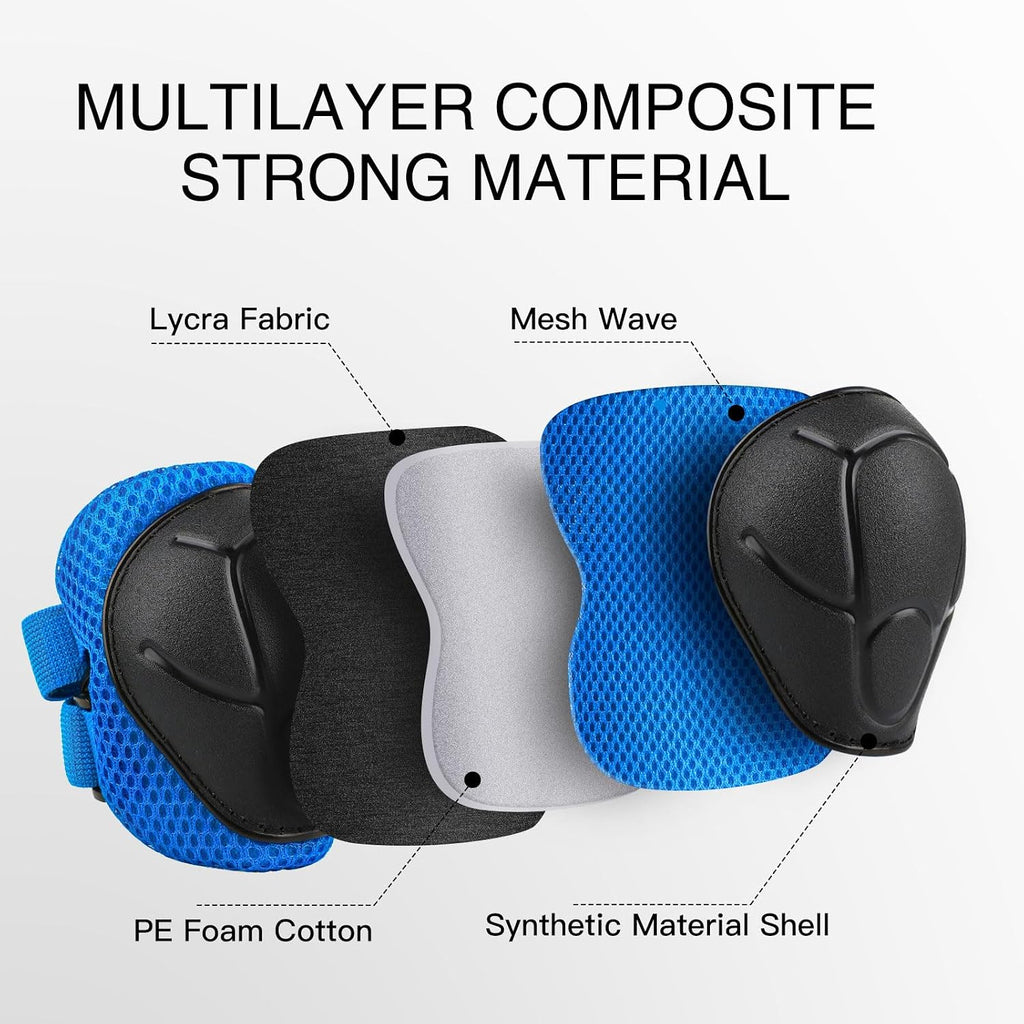 WayEee 6PCS Kids Protective Gear Set Knee Pads Elbow Pads Wrist Guards/3-14
