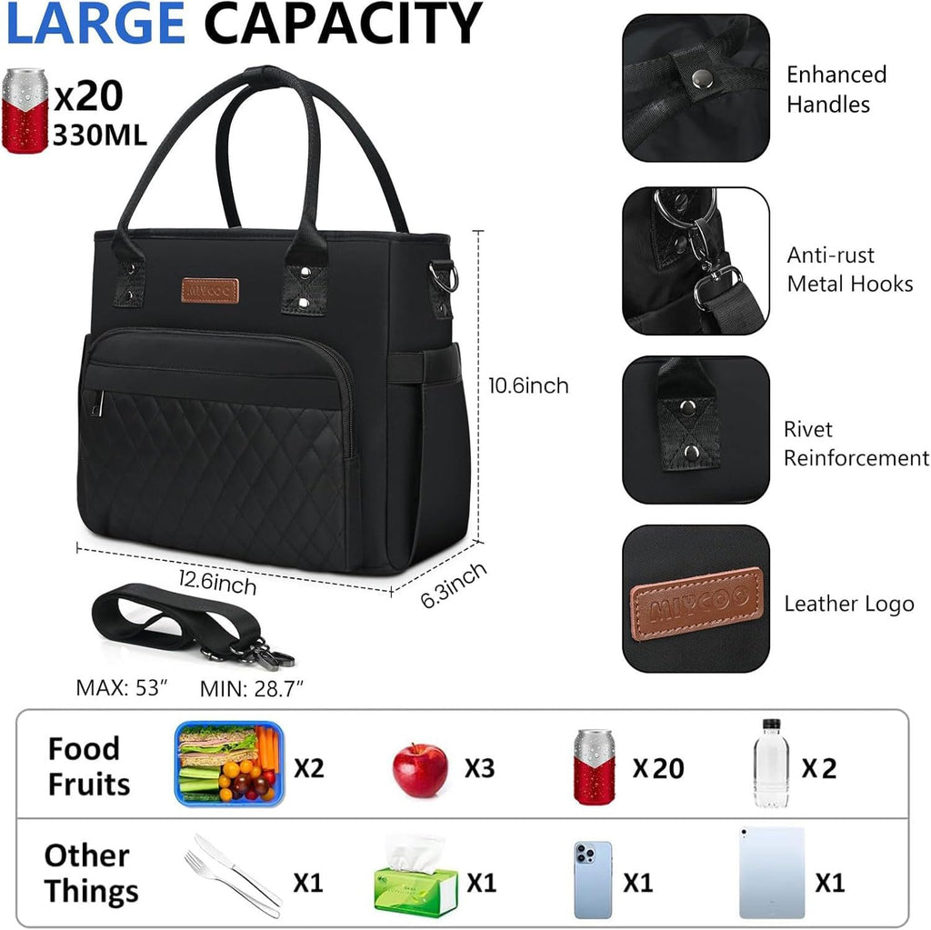 MIYCOO Insulated Lunch Bag Men & Women, Large Tote Lunch Box for Work, 18L