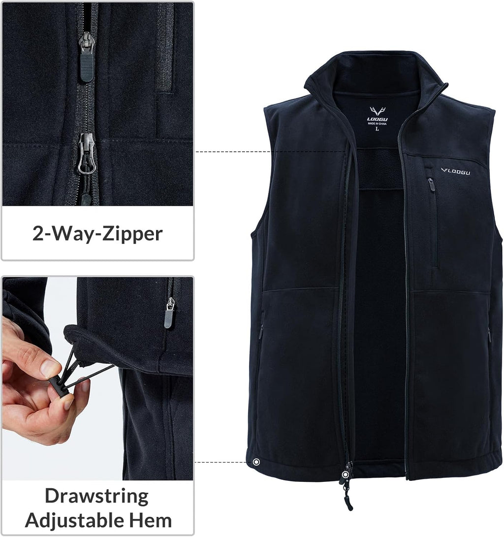 LOOGU Mens Camo Hunting Vest Water-Resistant Sleeveless Jacket with Pockets for Outdoor Fishing Hiking
