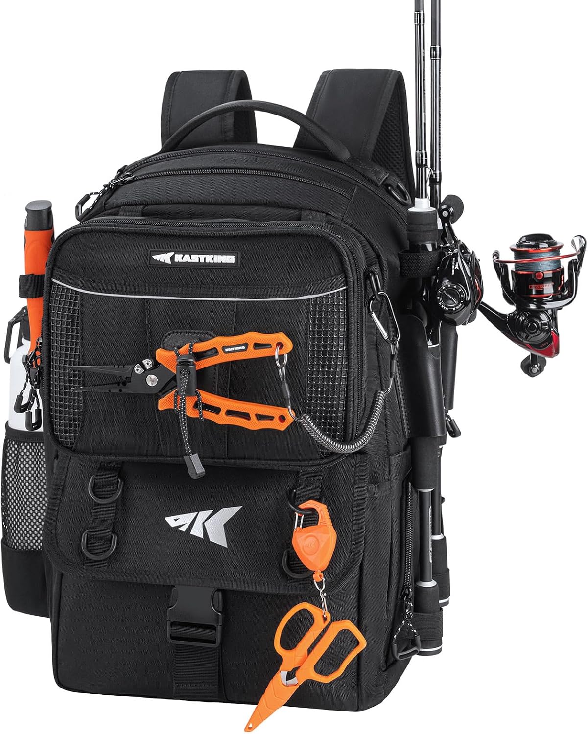 KastKing BaitSpace Fishing Tackle Backpack with Removable Bait Binder,2 Rod Holders Storage Fishing Gear and Equipment