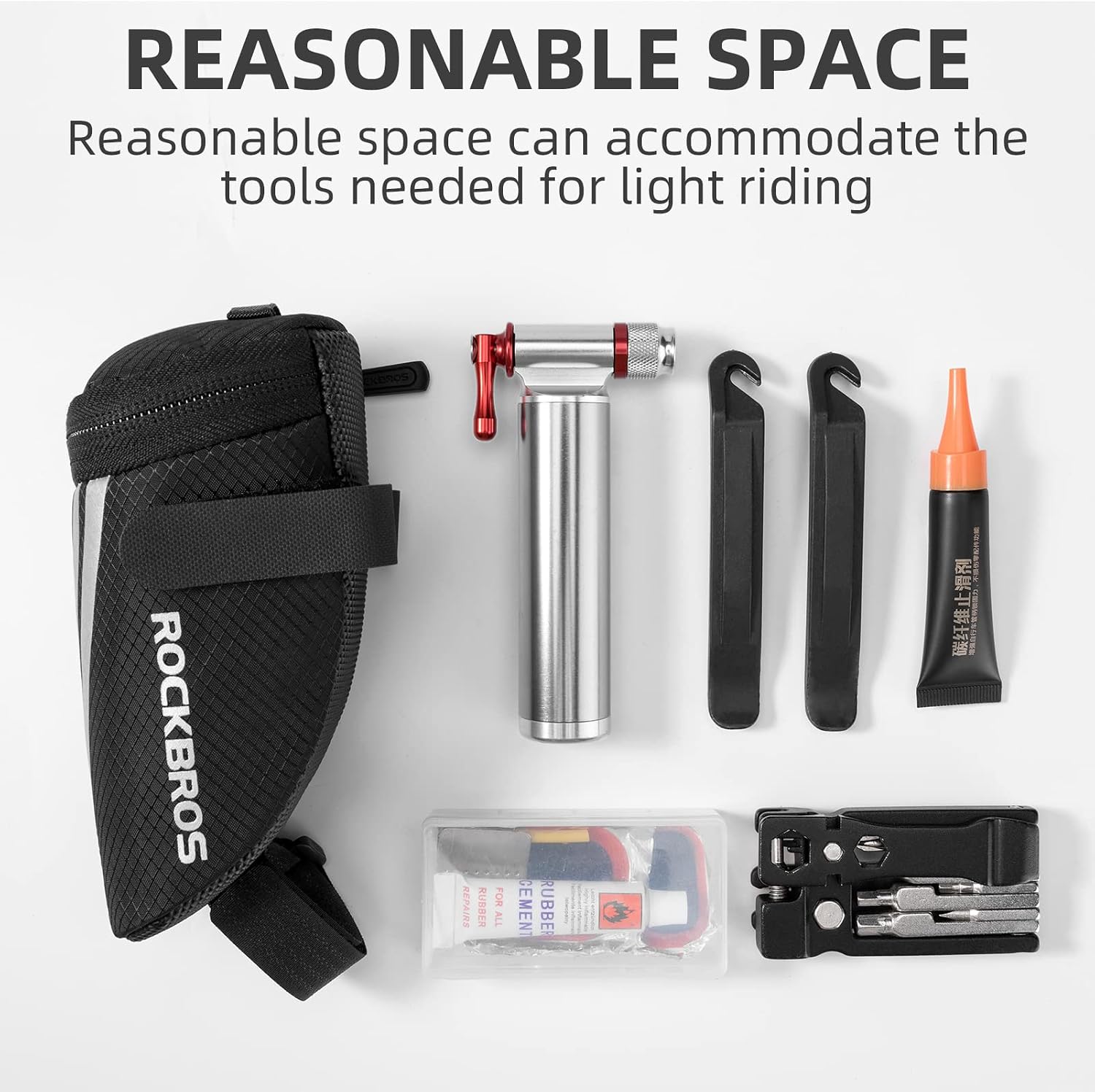 ROCKBROS Small Saddle Bag Bike Seat Bag Under Seat Cycling Storage Pouch