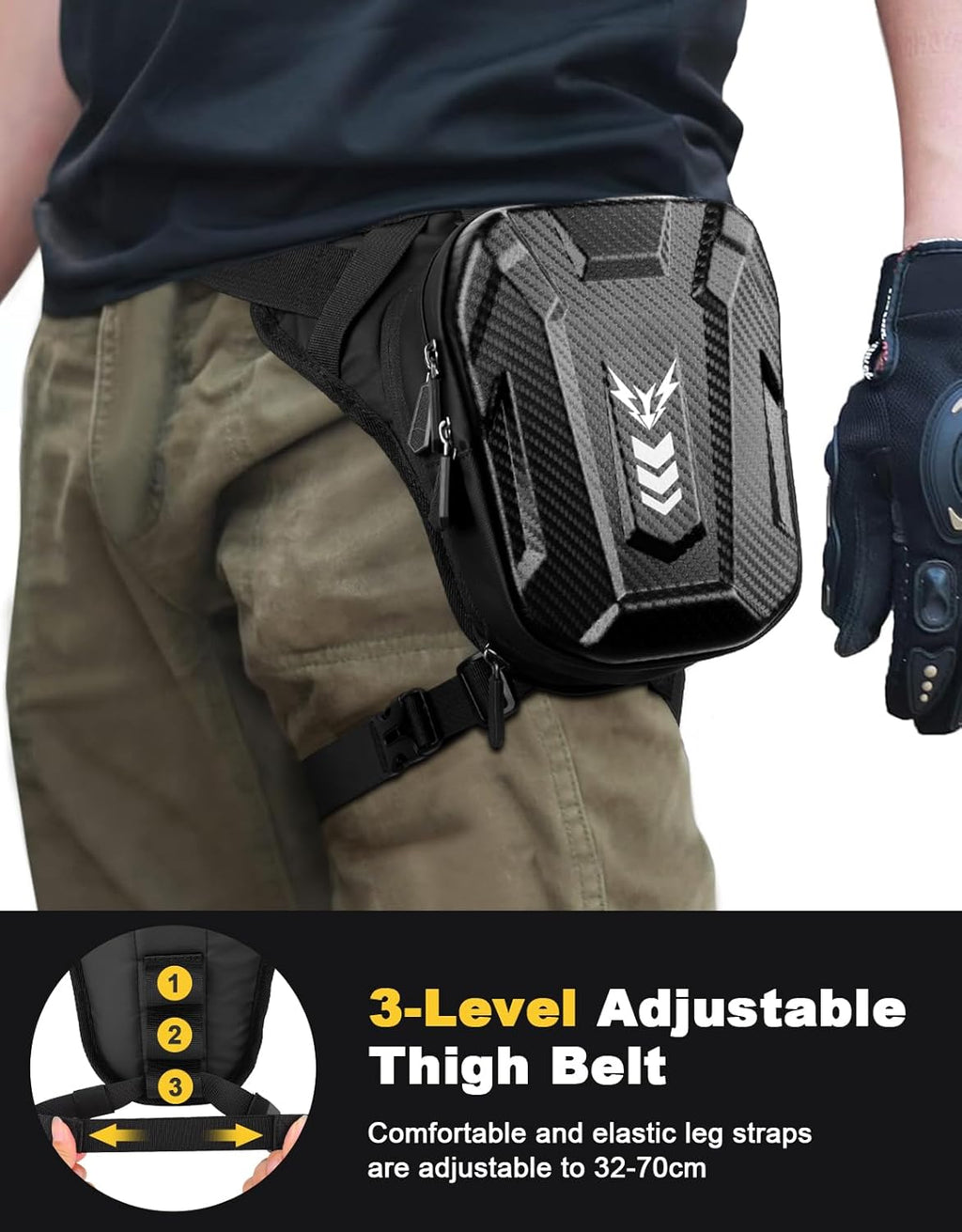 ISEYOU Thigh Bag for Women Men, Motorcycle Leg Bag with Leg Strap, Expandable Storage Multifunctional Gear Bags for Racing Bike Cycling Horse Riding Hiking Camping Fishing Travel Outdoor