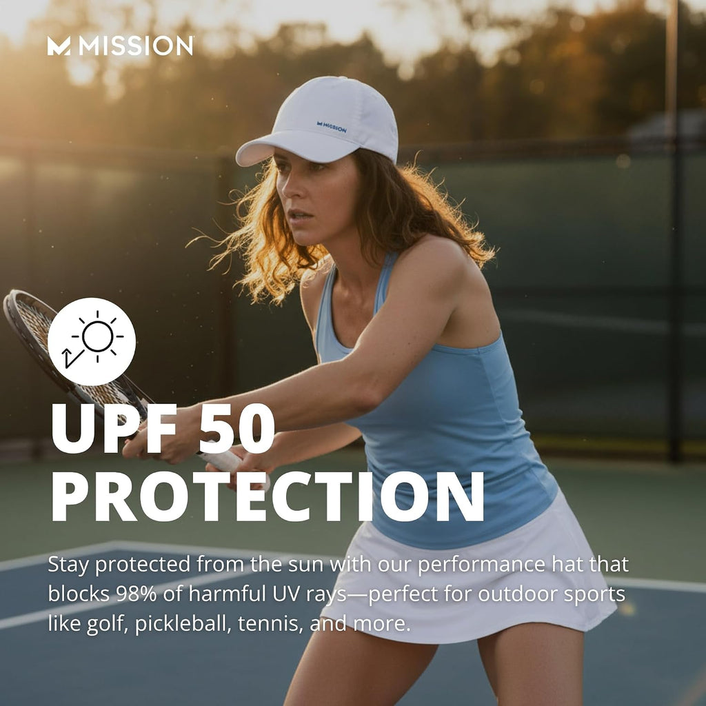 MISSION Cooling Performance Hat, Unstructured Low-Profile Adjustable Fit - UPF 50 - for Running, Workouts & Outdoors