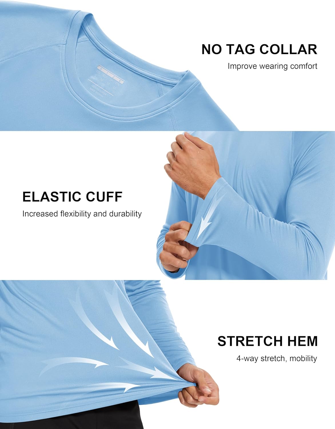 MAGCOMSEN Men's Long Sleeve Shirts UPF 50+ UV Sun Protection Athletic Shirts for Hiking Running Workout Rash Guard