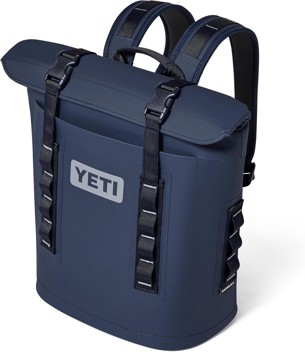 YETI Hopper M12 Backpack Soft Sided Cooler with MagShield Access, Classic Navy with ICE Block Refreezable Reusable Cooler Ice Pack, 1 lb