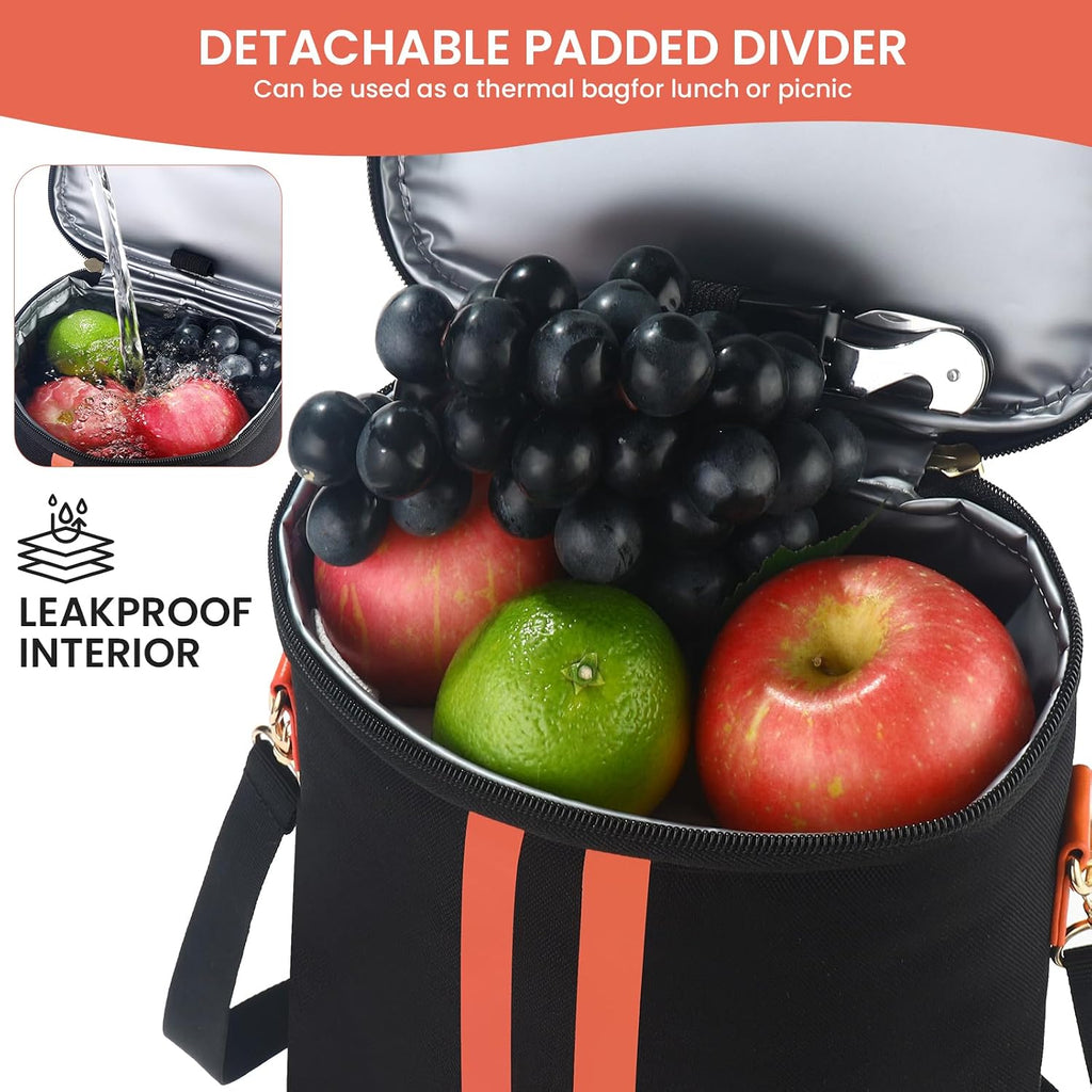 BLUBYEES 2-Bottle Insulated Wine Carrier Tote - Leakproof Padded 900D Oxford Wine Cooler Bag for Travel, Picnics, Beach & Parties - Ideal Wine Gift for Wine Lovers