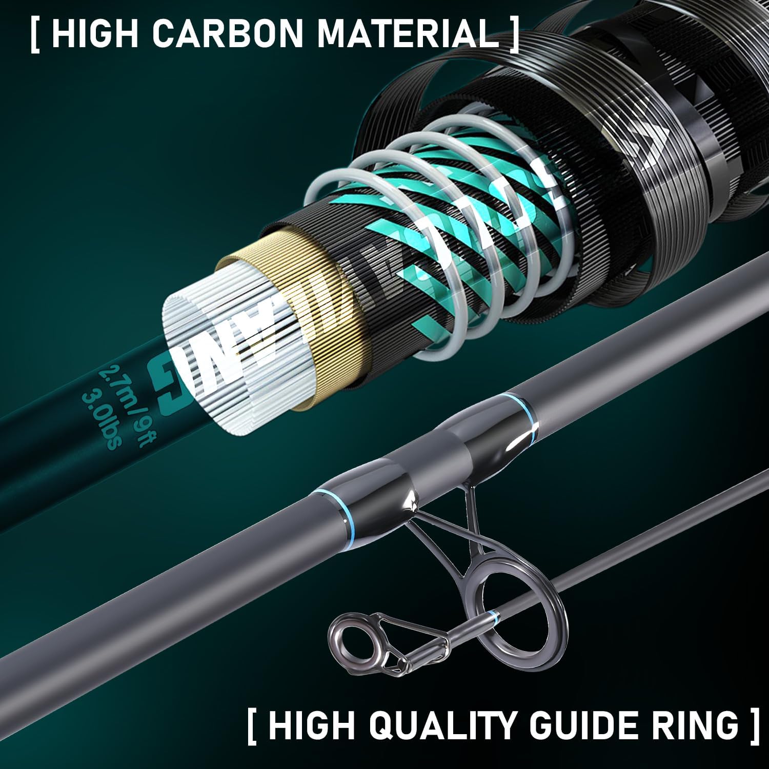 Sougayilang Surf Fishing Rod Combo Medium/Heavy 3 Piece Baitfeeder Spinning Combo with 4000 Size Reel for Travel
