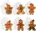 6 Pcs Christmas Fondant Molds, Gingerbread Man Chocolate Candy Silicone Mold, Kitchen Baking Cake Decorating Mold for Cupcake Toppers, Bread, Cookies, Marzipan, Soap, Epoxy Crafts, Candles, clay