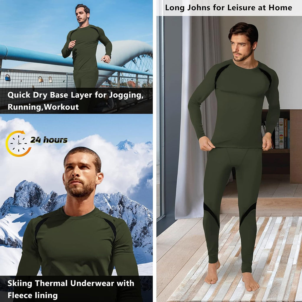 Muezna Men's Thermal Top and Bottom Set Underwear Long Johns Base Layer