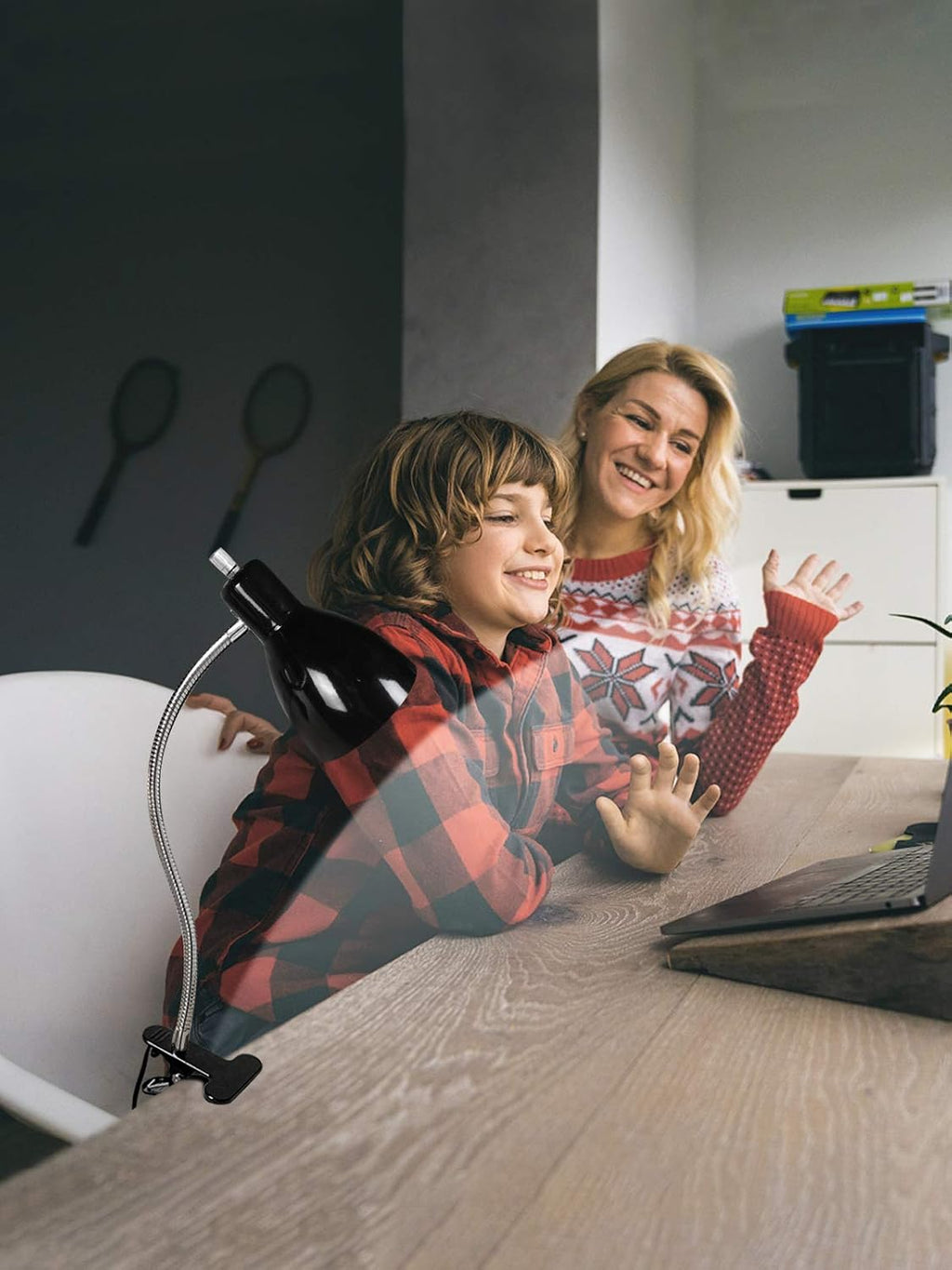 LALISU Desk lamp Eye-Caring Table Lamps, 360°Rotation Gooseneck Clip Lamp