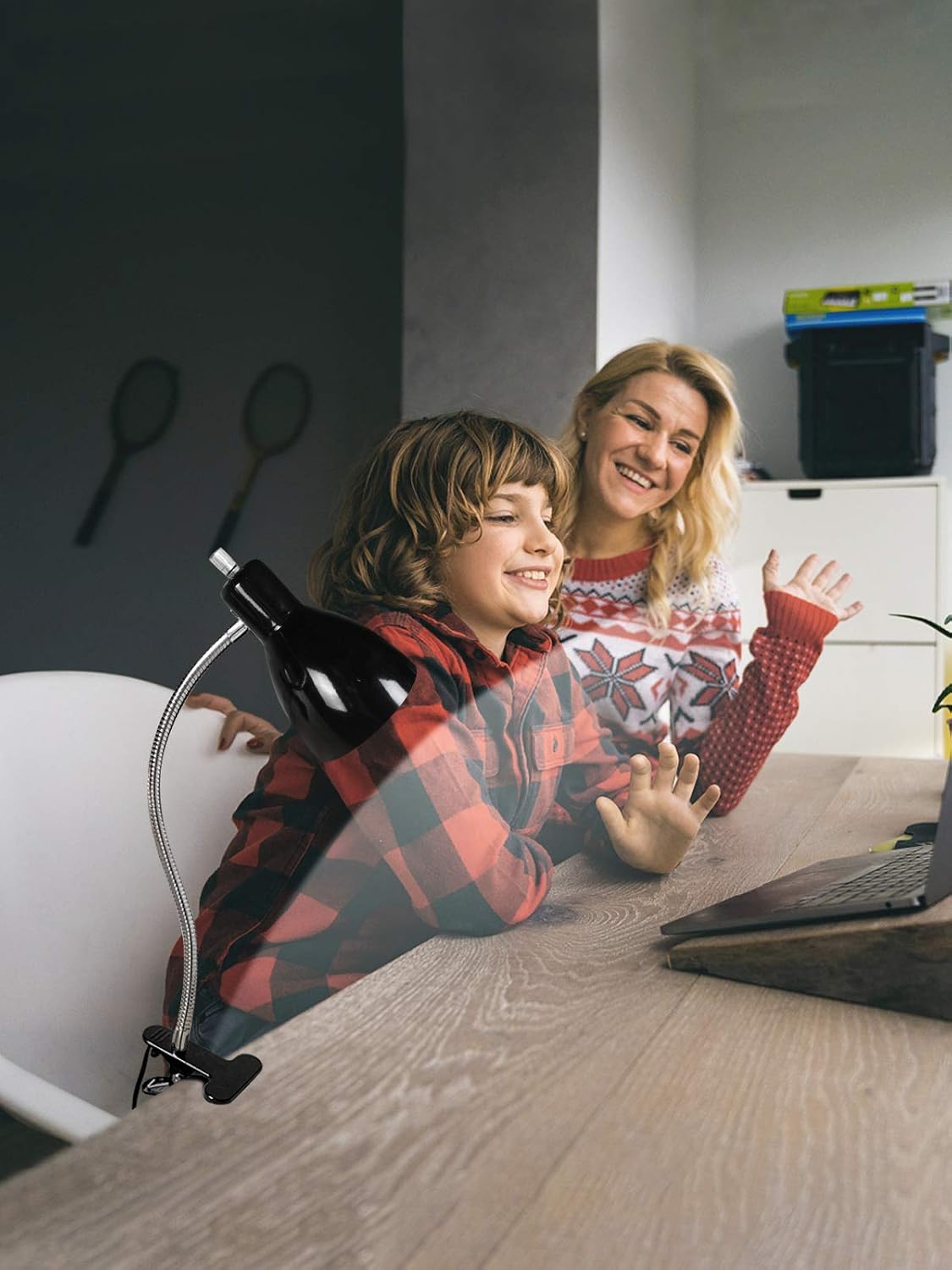 LALISU Desk lamp Eye-Caring Table Lamps, 360°Rotation Gooseneck Clip Lamp