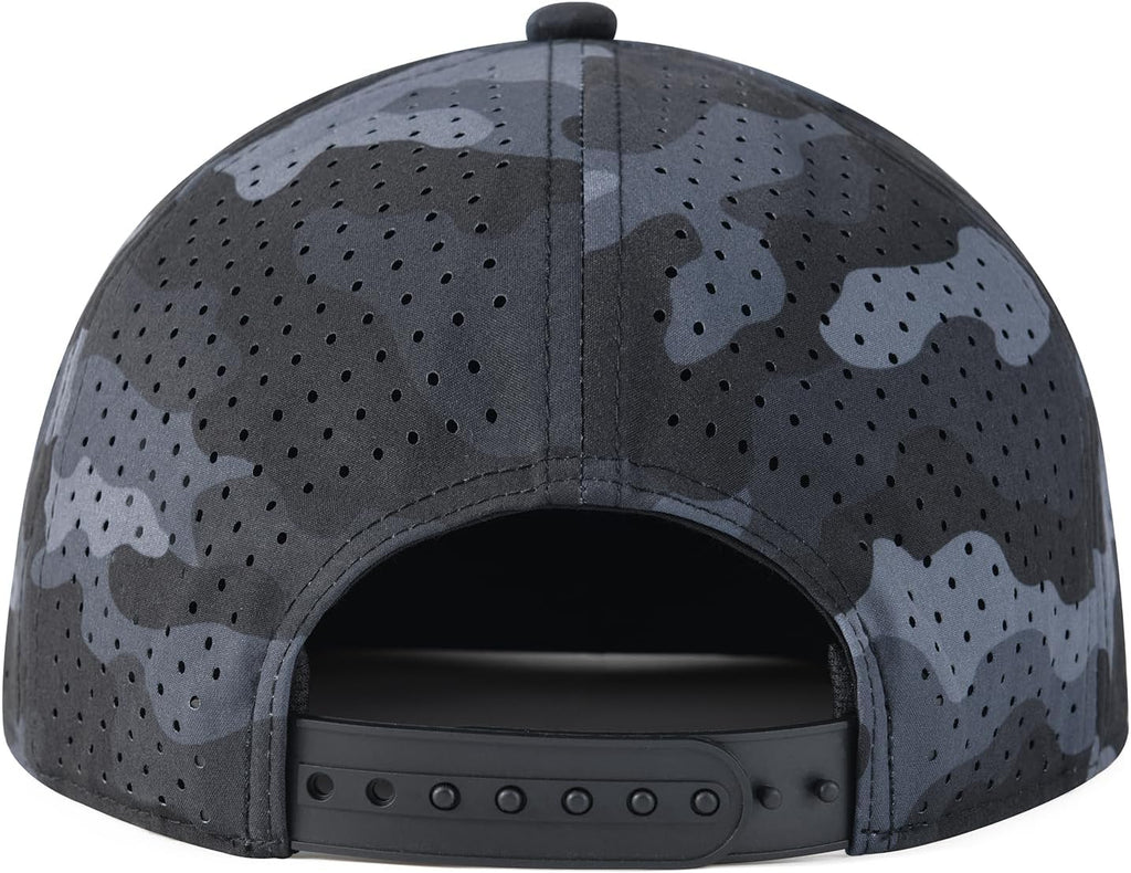 FEINION Men Laser Mesh Flat Brim Snapback Baseball Cap